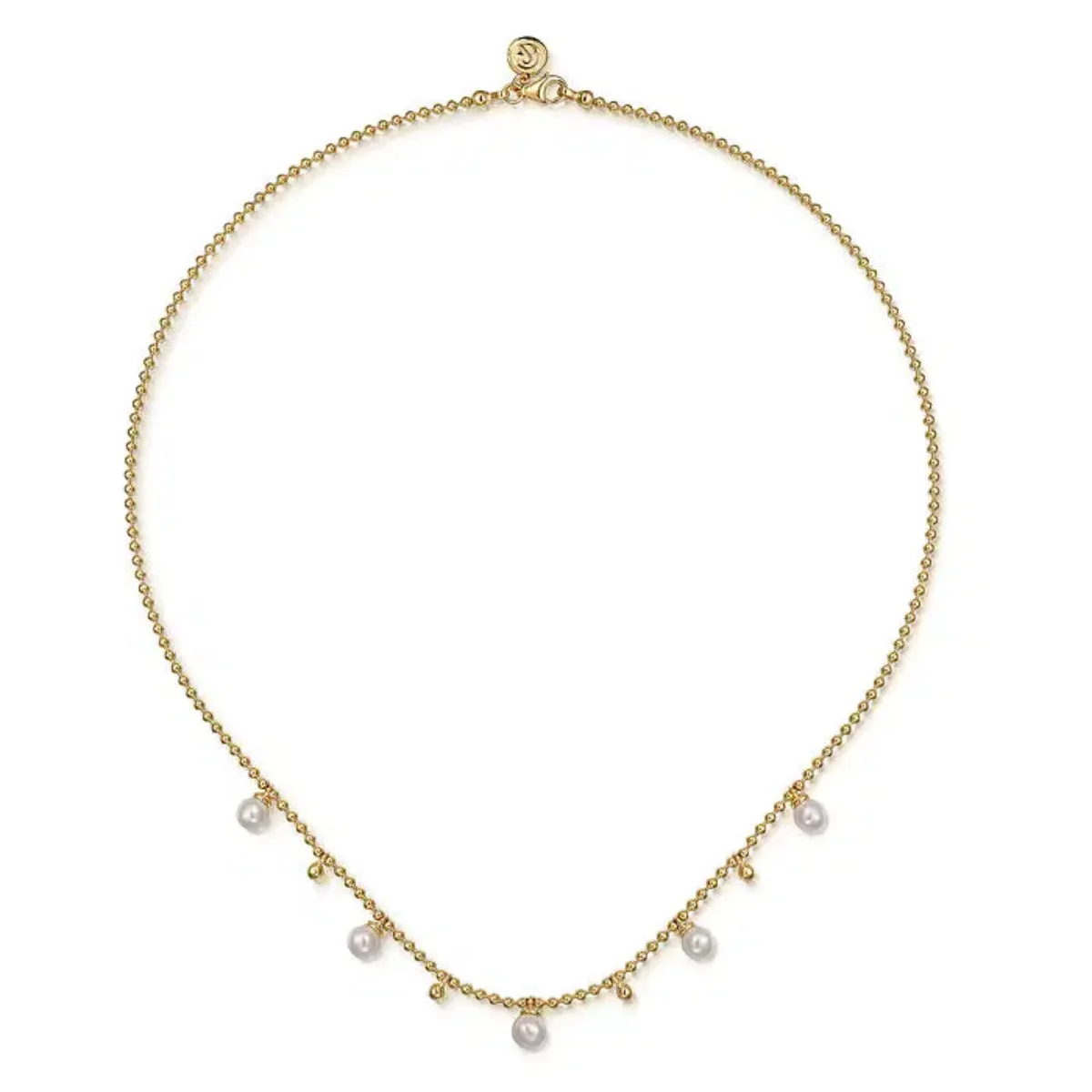 14K Y Gold 16" 5mm Pearl Beaded Droplet Necklace