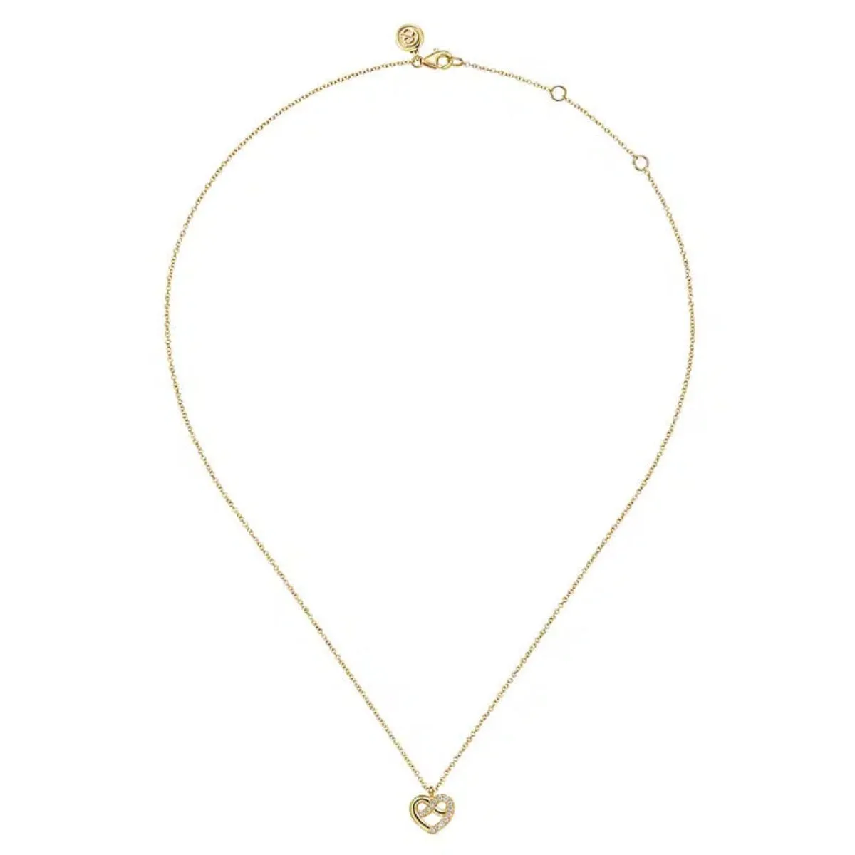 14K Y Gold 17.5" 0.10ctw Love Knot Heart Pendant