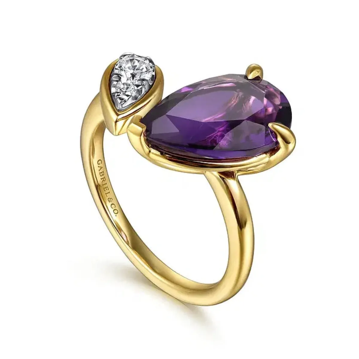14K Y Gold 4.12ctw Amethyst 0.15ctw Diamond Ring