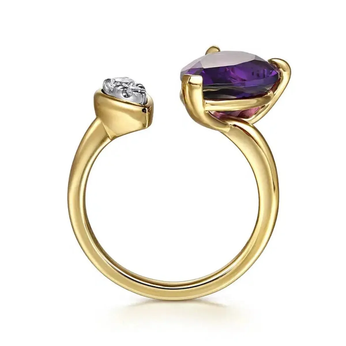 14K Y Gold 4.12ctw Amethyst 0.15ctw Diamond Ring
