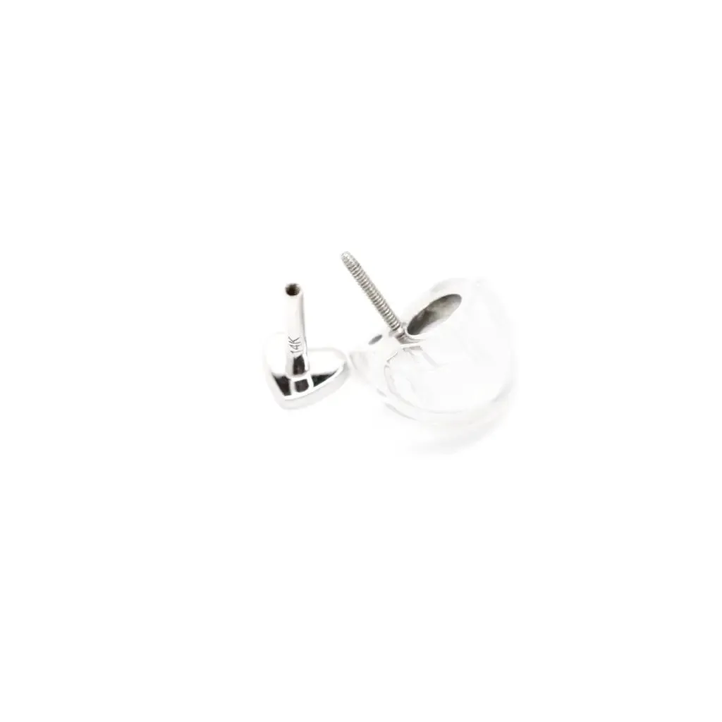 14KT Solid Gold Devil Heart Threaded Labret Earring
