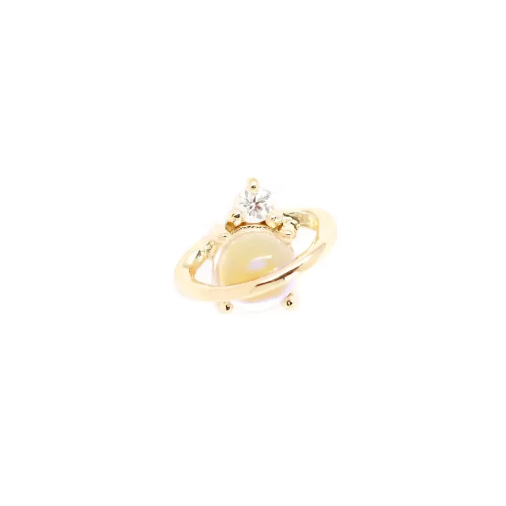 14KT Solid Gold Saturn Threaded Labret Earring