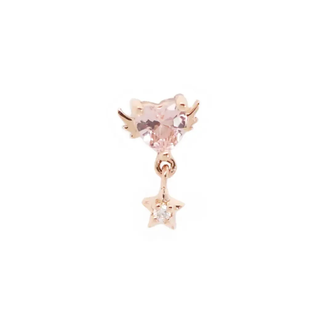 14KT Solid Gold Star Angel Threaded Labret Earring