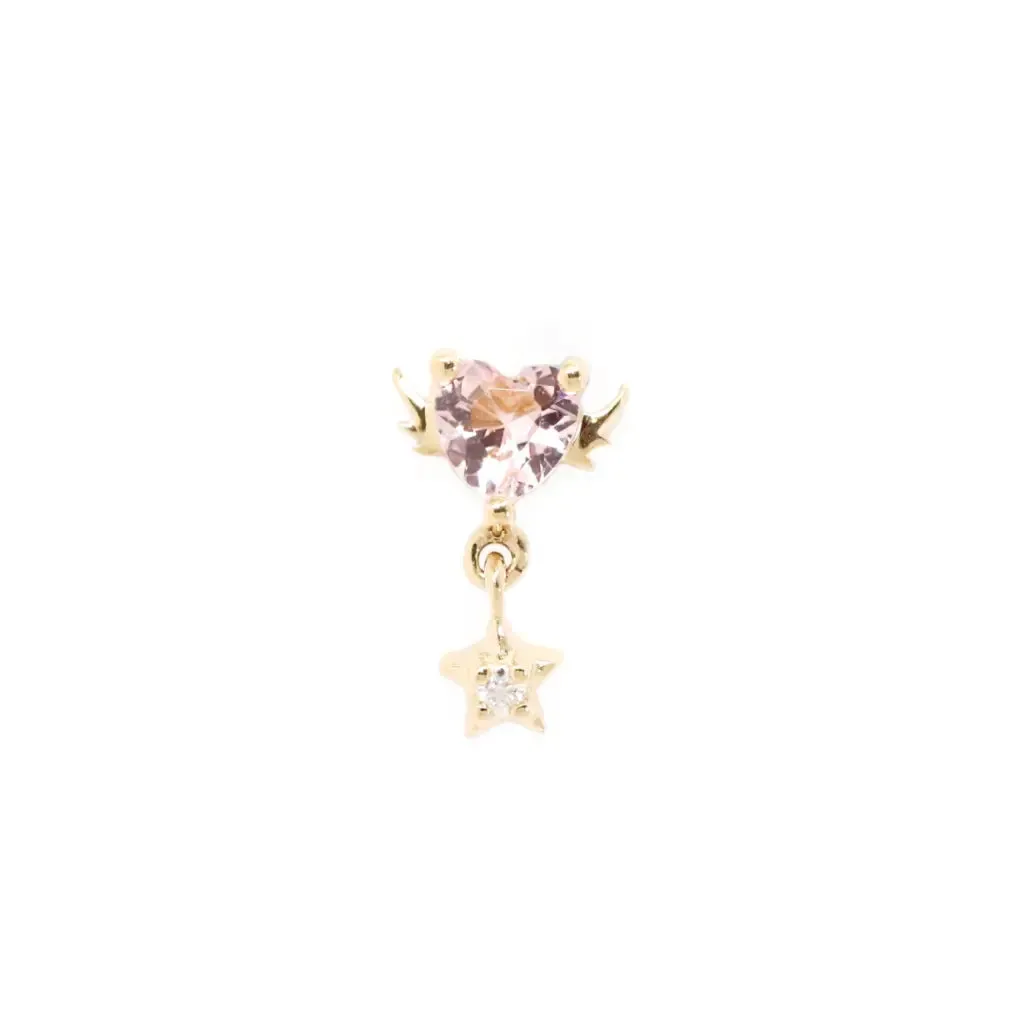 14KT Solid Gold Star Angel Threaded Labret Earring