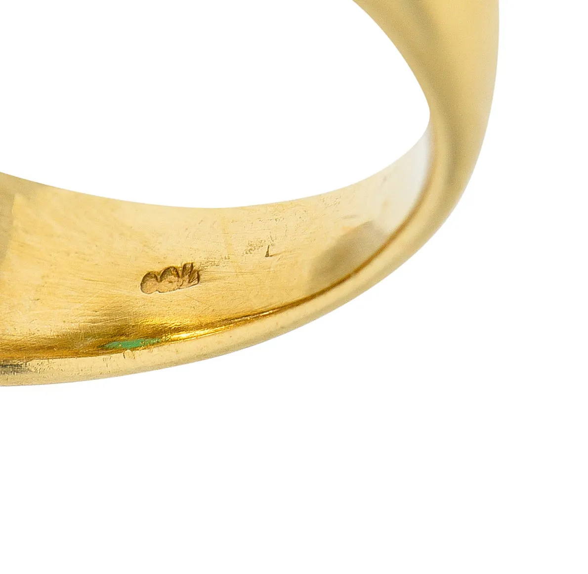 1980's Vintage 2.09 CTW Colombian Emerald Diamond 18 Karat Yellow Gold Knot Ring GIA