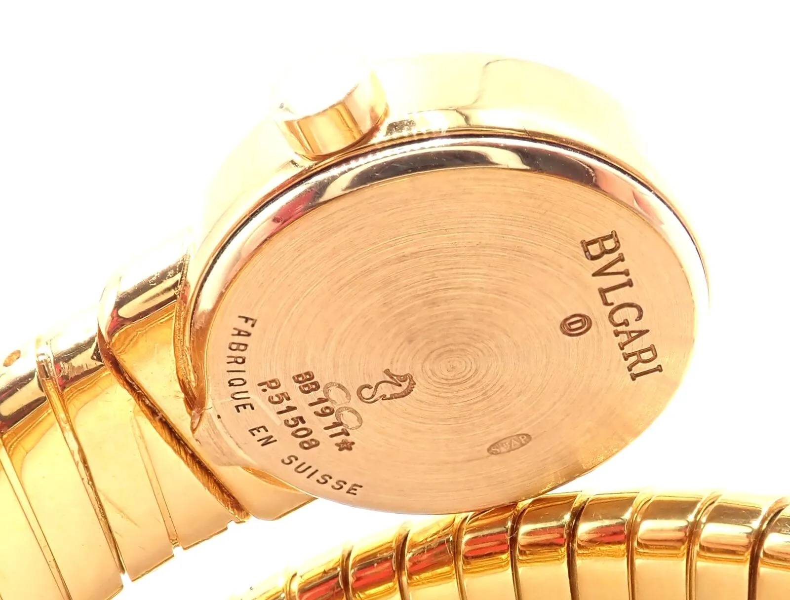 Authentic! Bulgari 18k Yellow Gold Tubogas Serpent Snake Bracelet Watch