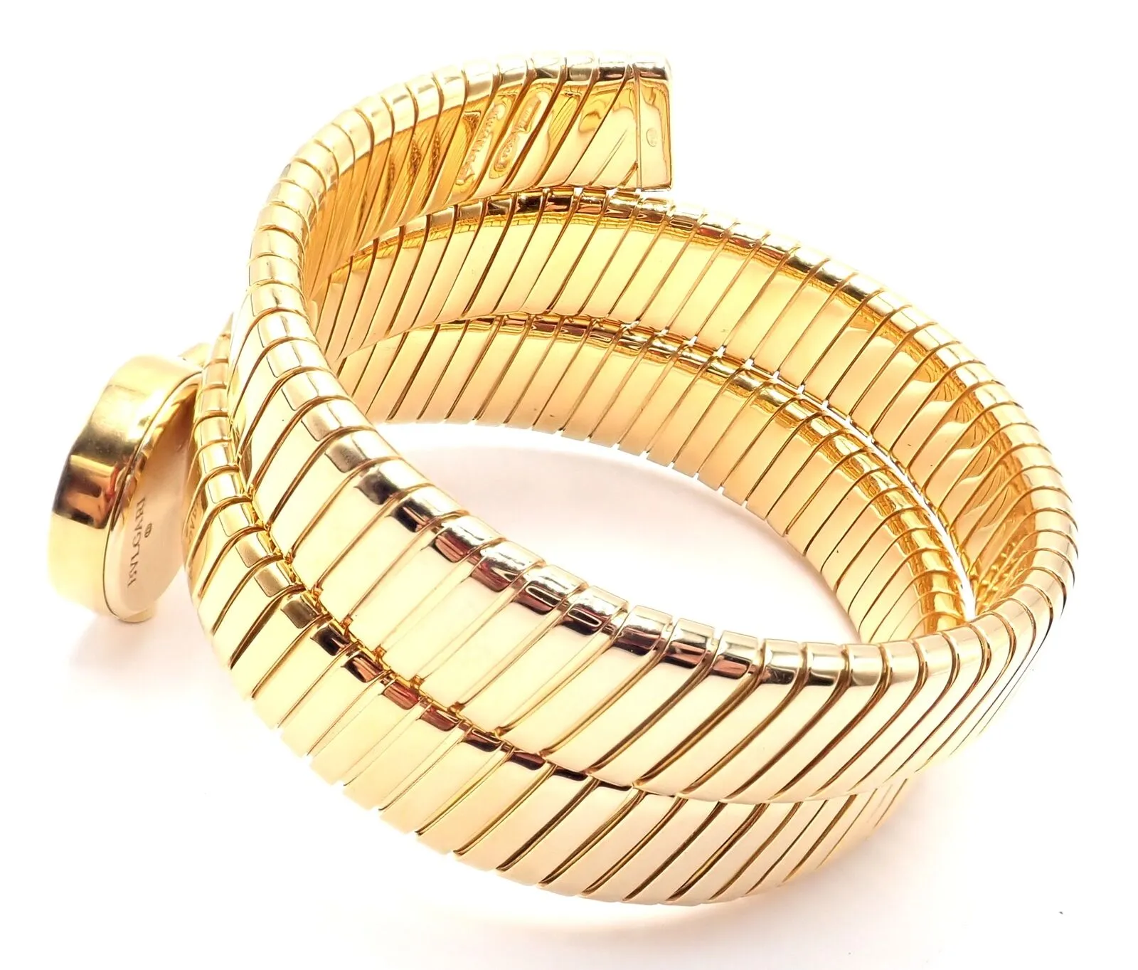 Authentic! Bulgari 18k Yellow Gold Tubogas Serpent Snake Bracelet Watch
