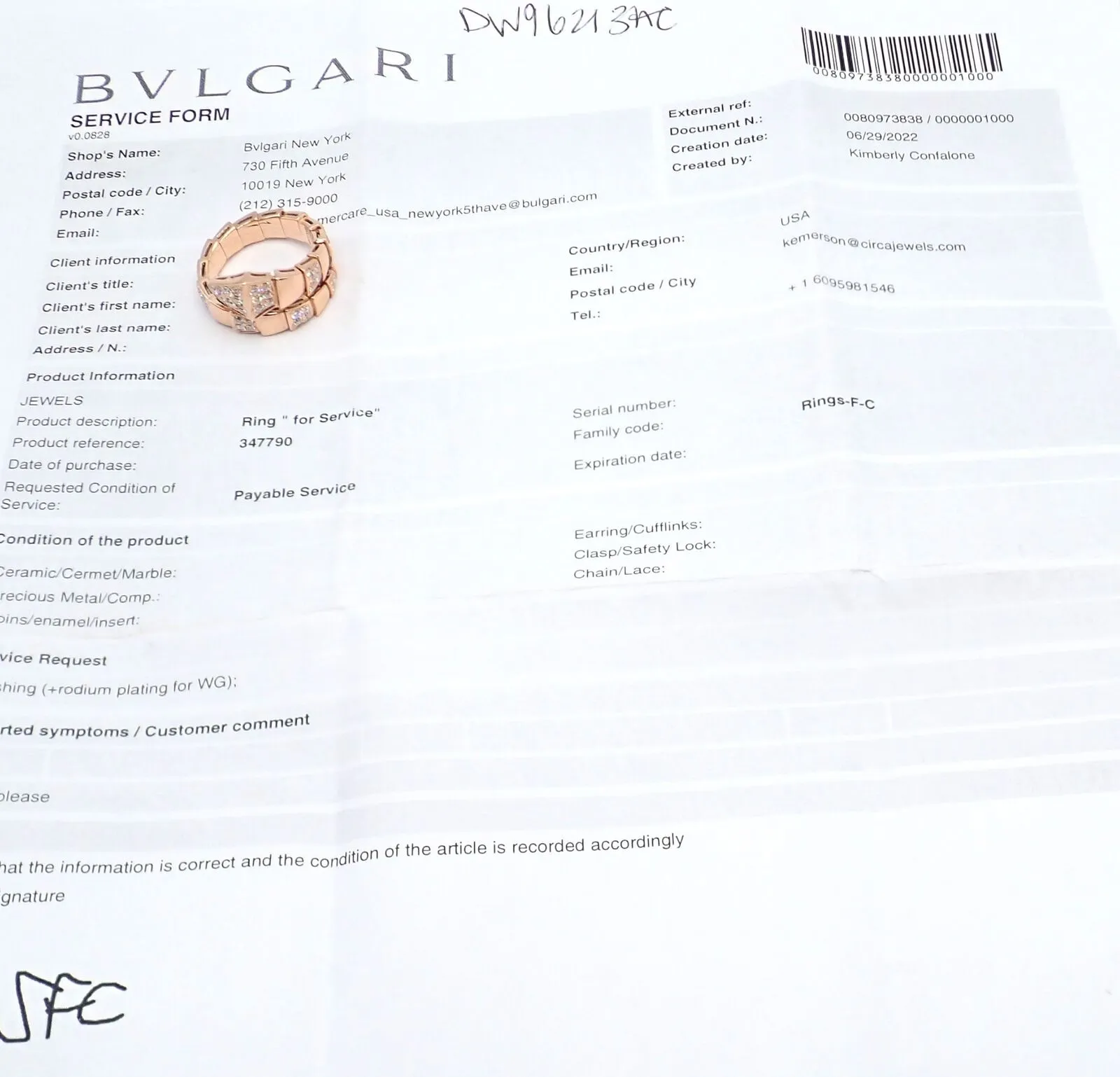 Authentic Bulgari Bvlgari Serpenti Viper 18k Rose Gold Diamond Band Ring Sz 8.75