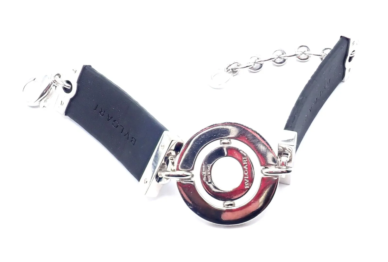 Authentic! Bvlgari Bulgari Astrale 18k White Gold Diamond Shagreen Bracelet