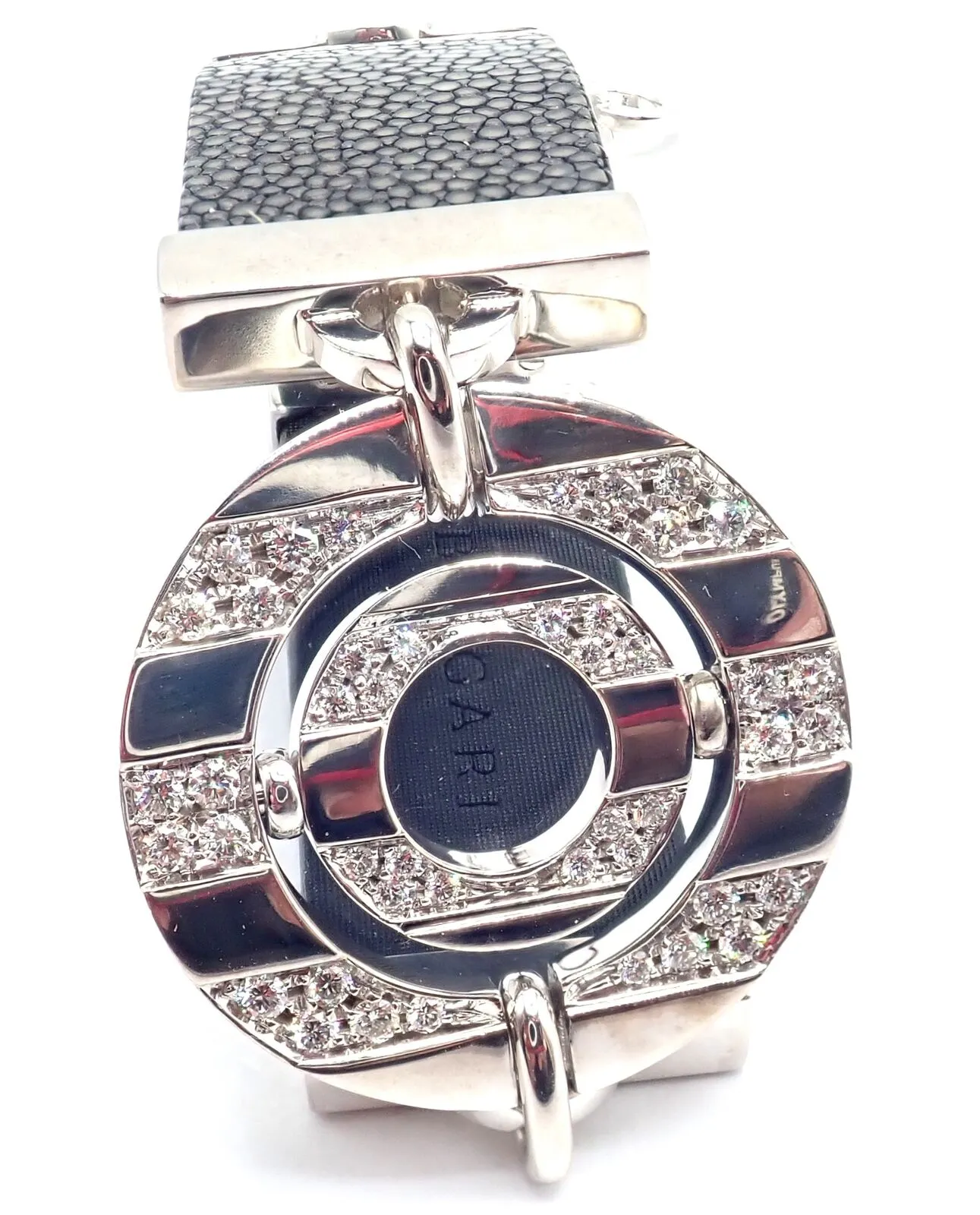 Authentic! Bvlgari Bulgari Astrale 18k White Gold Diamond Shagreen Bracelet