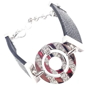 Authentic! Bvlgari Bulgari Astrale 18k White Gold Diamond Shagreen Bracelet