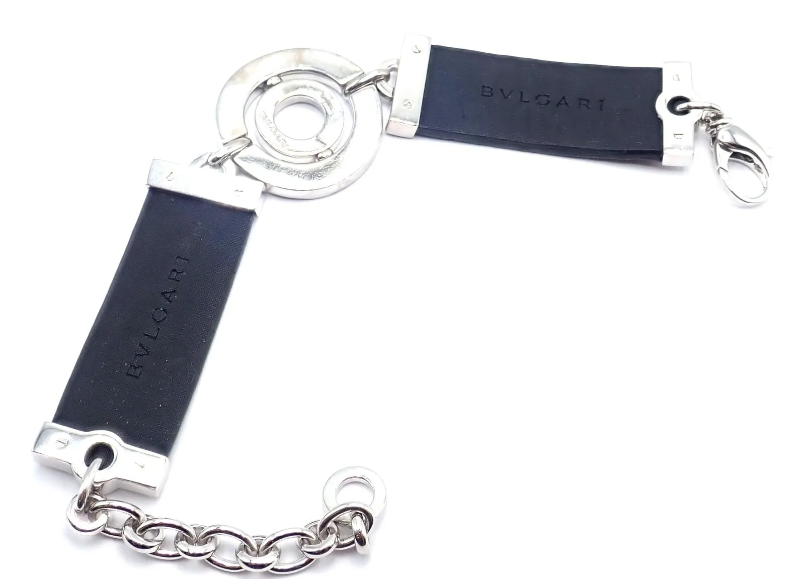 Authentic! Bvlgari Bulgari Astrale 18k White Gold Diamond Shagreen Bracelet
