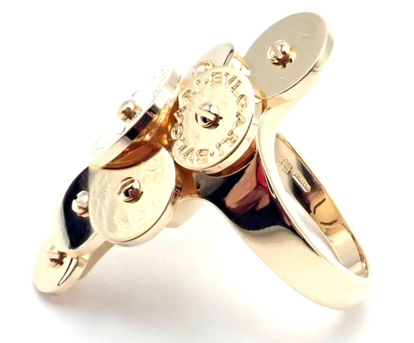 Authentic! Bvlgari Bulgari Cicladi 18k Yellow Gold Large Ring