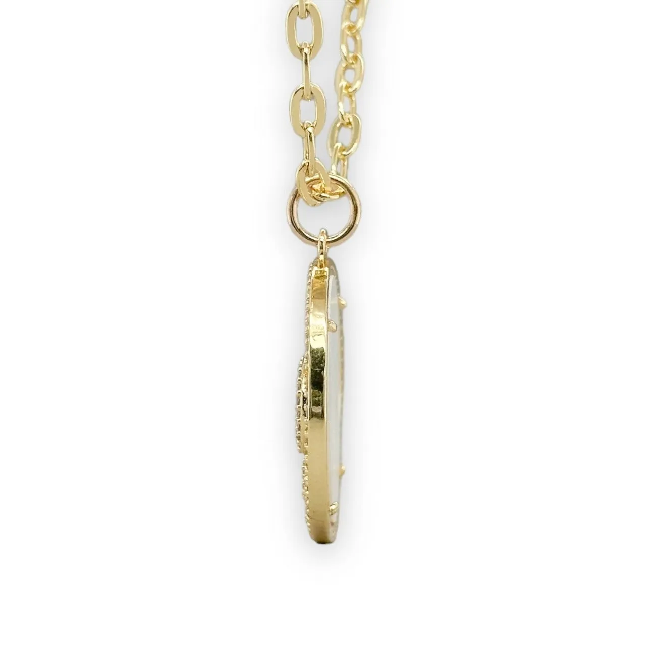 Brass YGP CZ Mother Of Pearl Moon Pendant