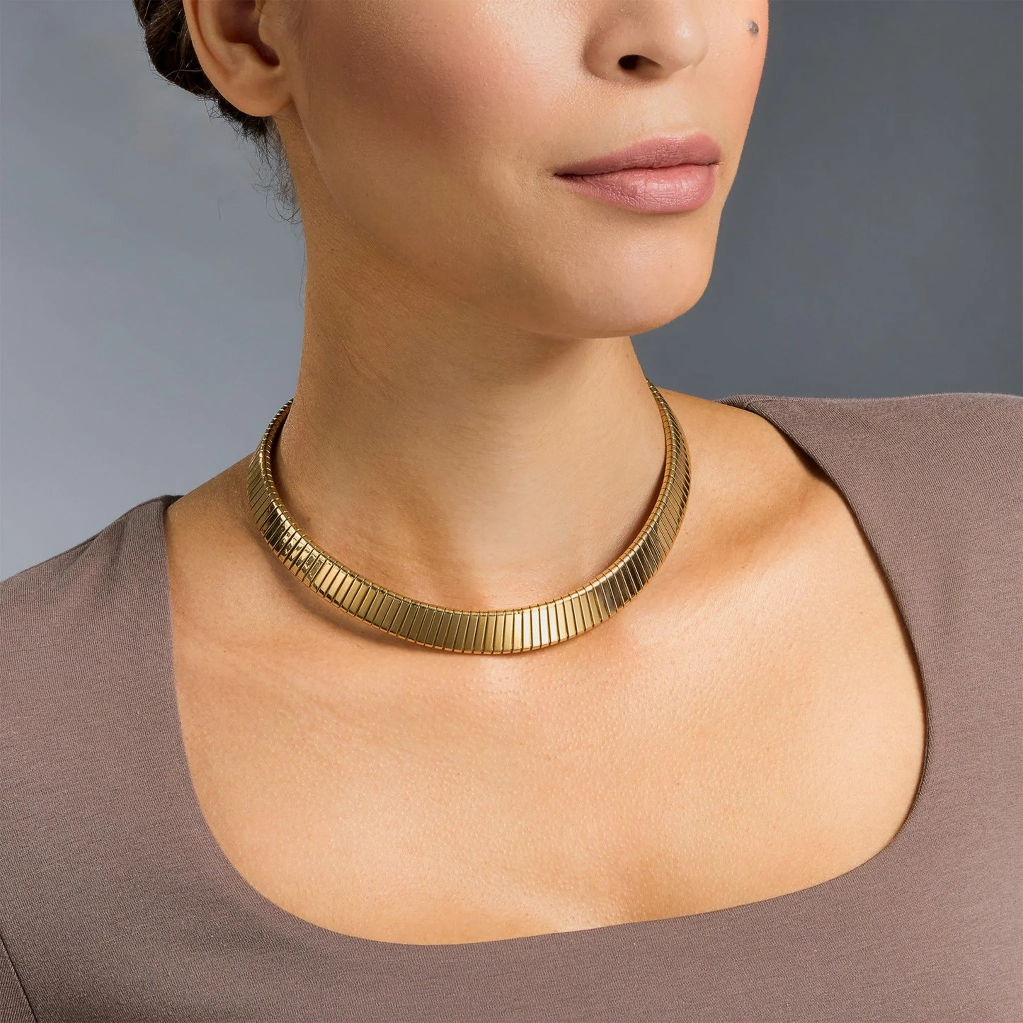 Bulgari Italy Post-1980s 18KT Yellow Gold Tubogas Necklace