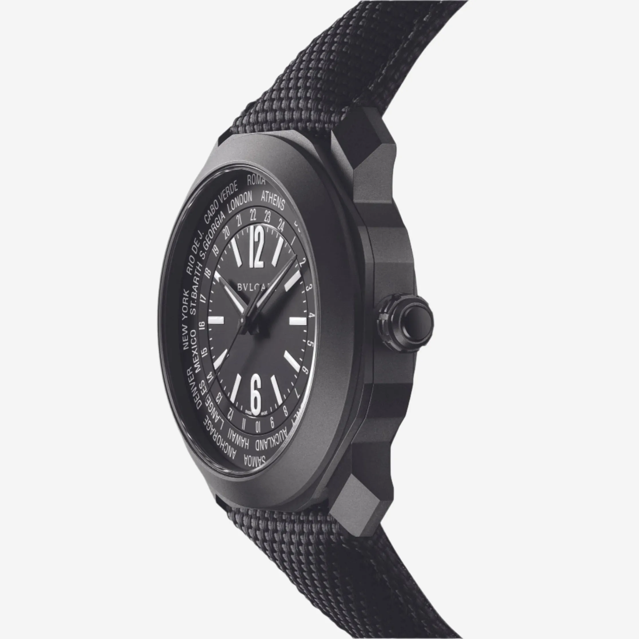 Bulgari Octo Roma WorldTimer DLC Stainless Steel Automatic Men's Watch 103486