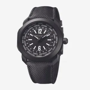 Bulgari Octo Roma WorldTimer DLC Stainless Steel Automatic Men's Watch 103486