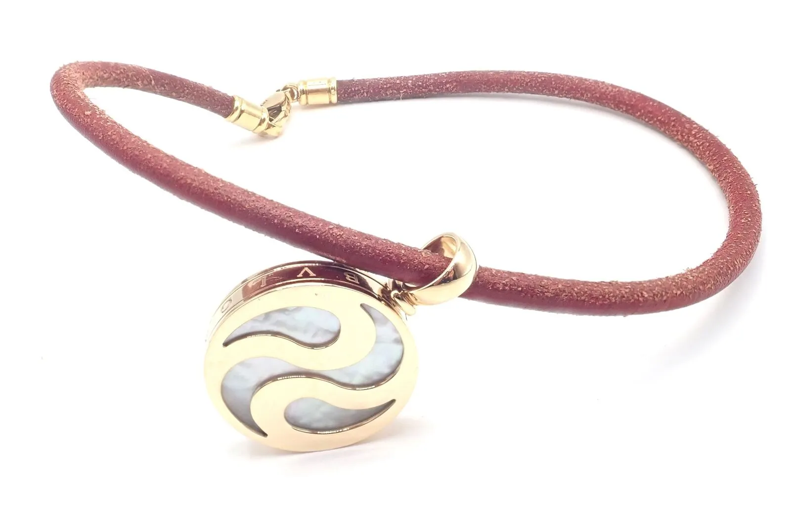 Bvlgari Bulgari Optical Illusion 18K Gold Steel Spinning MOP Pendant Necklace