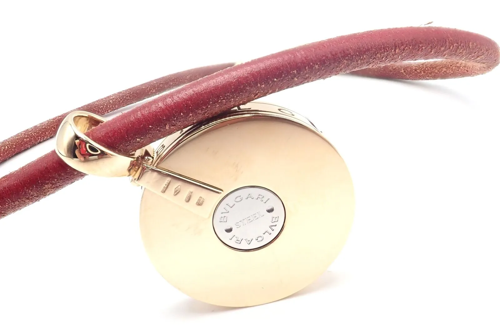 Bvlgari Bulgari Optical Illusion 18K Gold Steel Spinning MOP Pendant Necklace