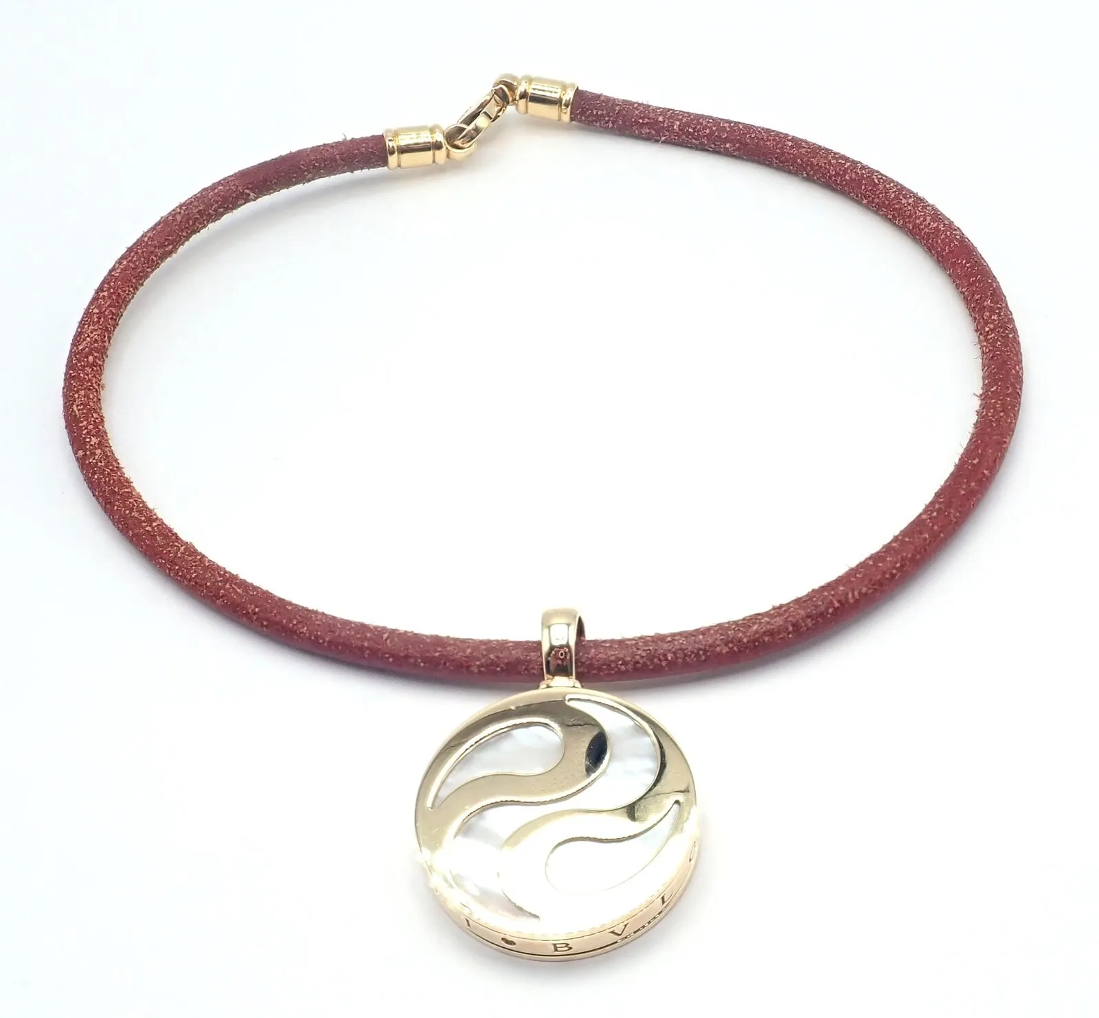 Bvlgari Bulgari Optical Illusion 18K Gold Steel Spinning MOP Pendant Necklace