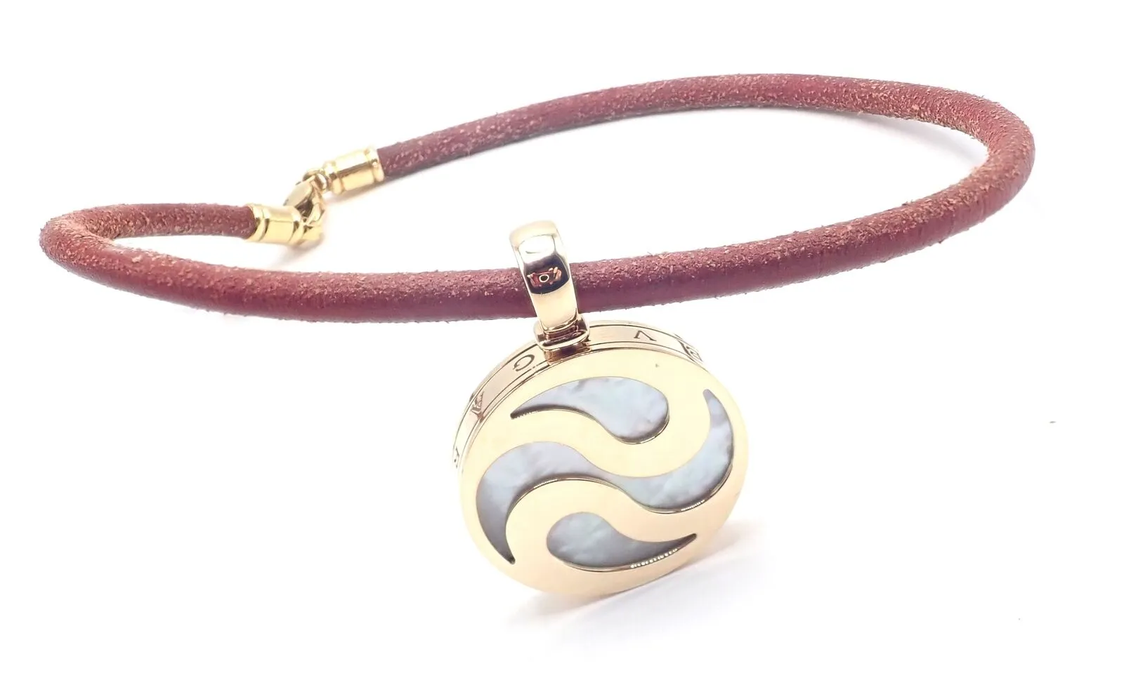 Bvlgari Bulgari Optical Illusion 18K Gold Steel Spinning MOP Pendant Necklace