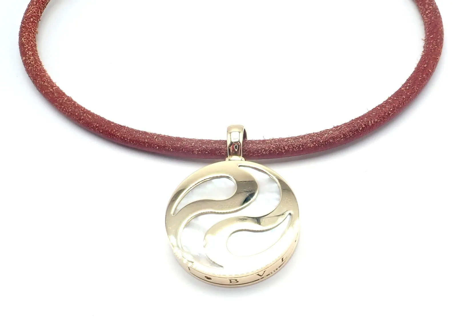 Bvlgari Bulgari Optical Illusion 18K Gold Steel Spinning MOP Pendant Necklace