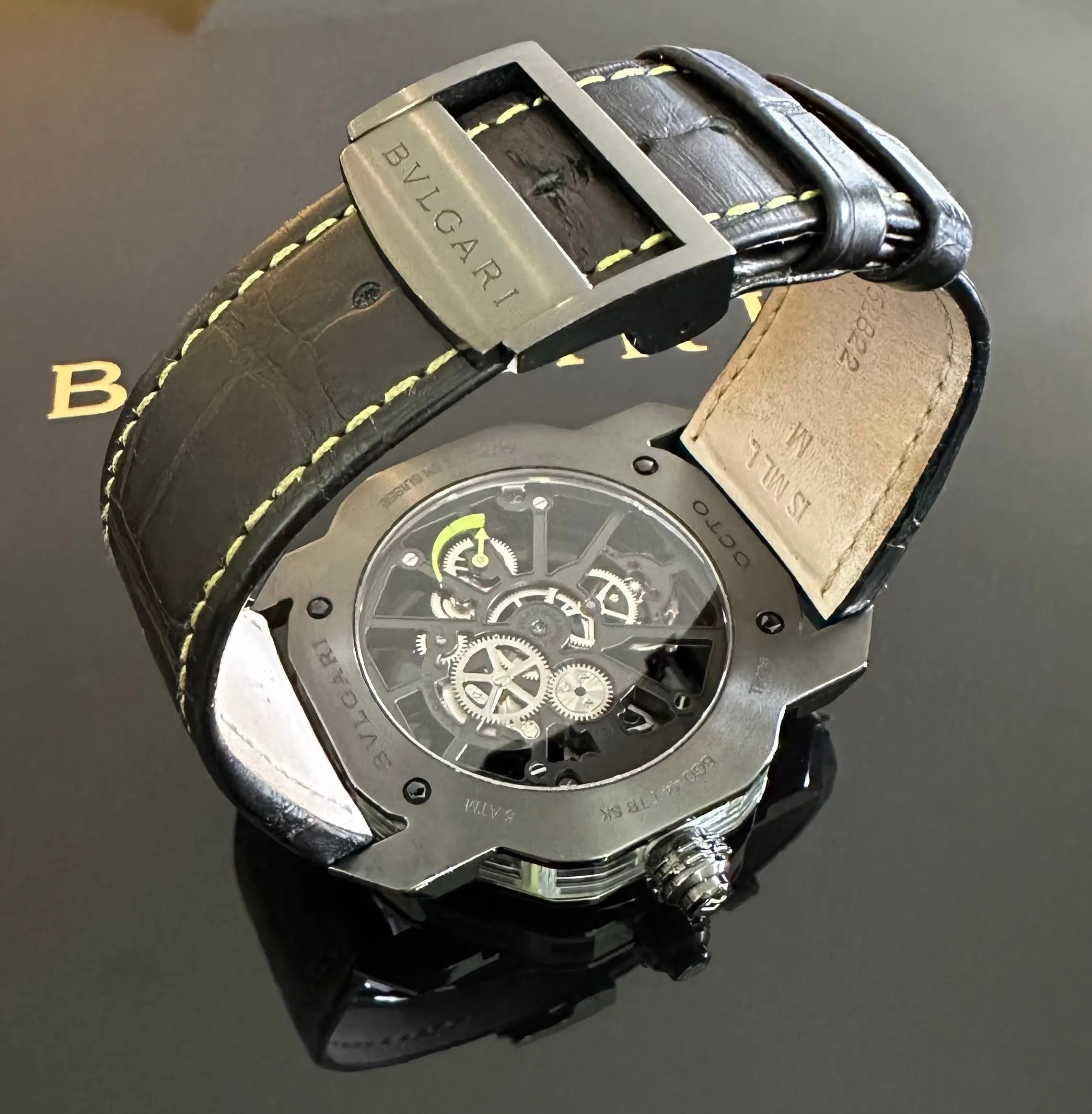 Bvlgari Octo Roma Sapphire Tourbillon Titanium DLC Mens Watch BG044TT8SK