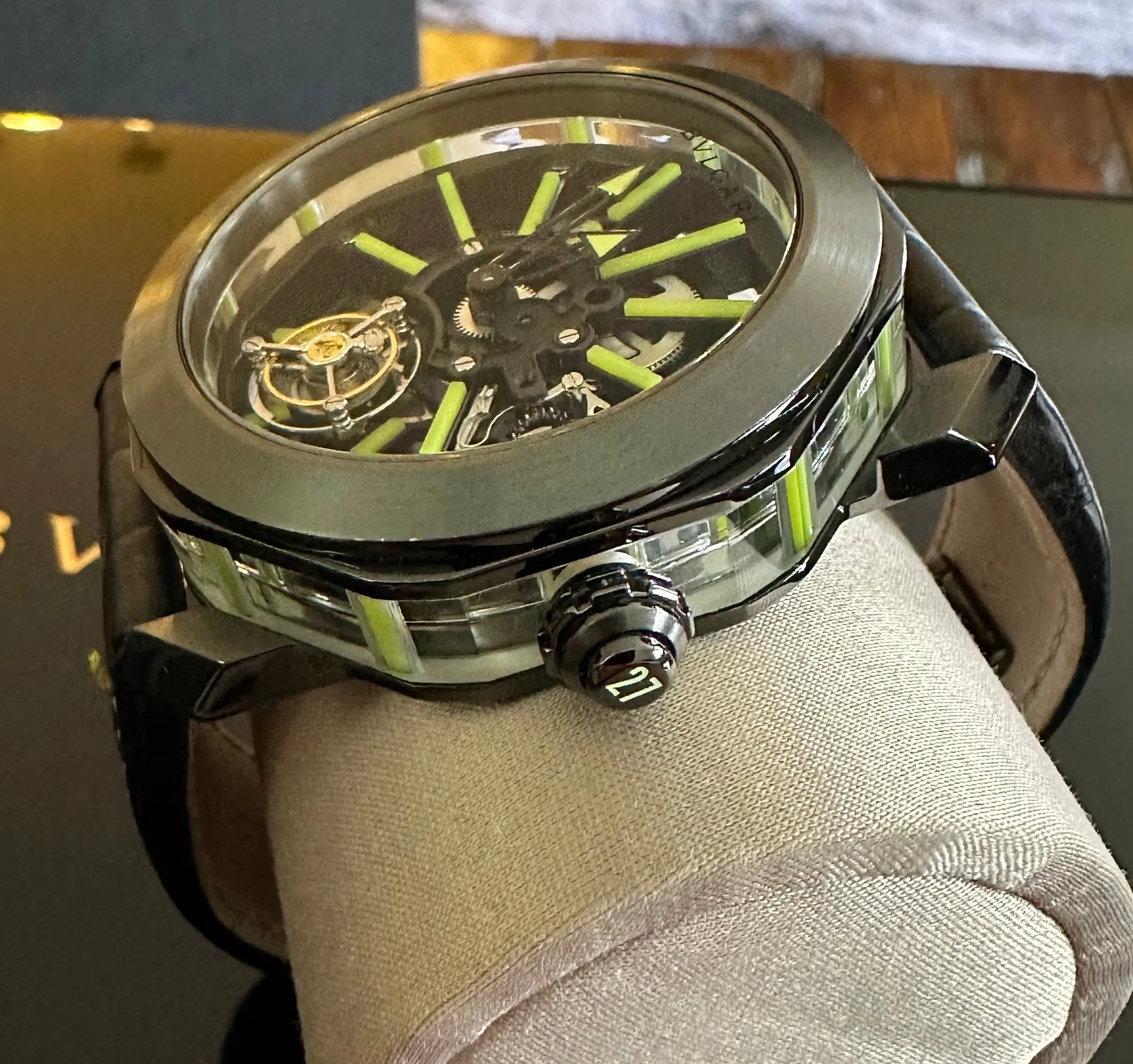 Bvlgari Octo Roma Sapphire Tourbillon Titanium DLC Mens Watch BG044TT8SK
