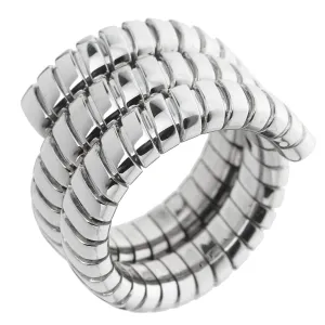 Bvlgari Tubogas Vintage 18k White Gold Triple Row Ring