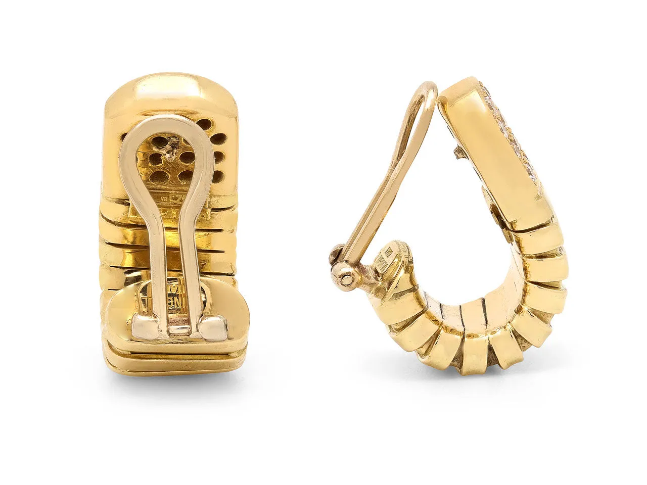 Carlo Weingrill Tubogas Hoop Earrings with Diamonds in 18K