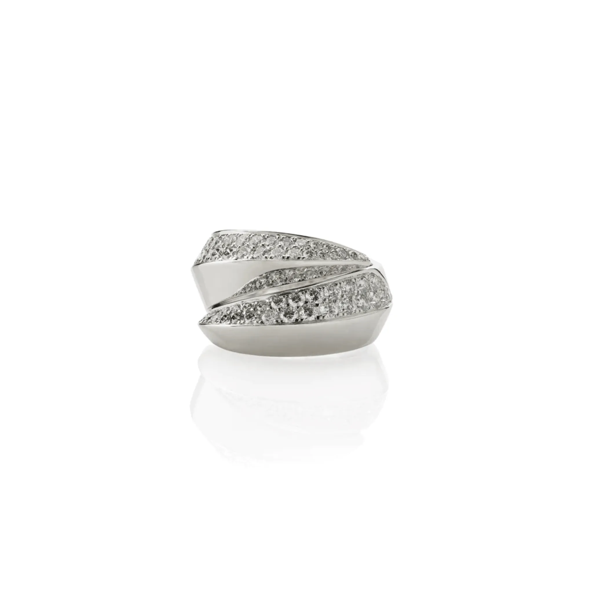 Cartier Paris Post-1980s 18KT White Gold Diamond Panthre Griffe Ring