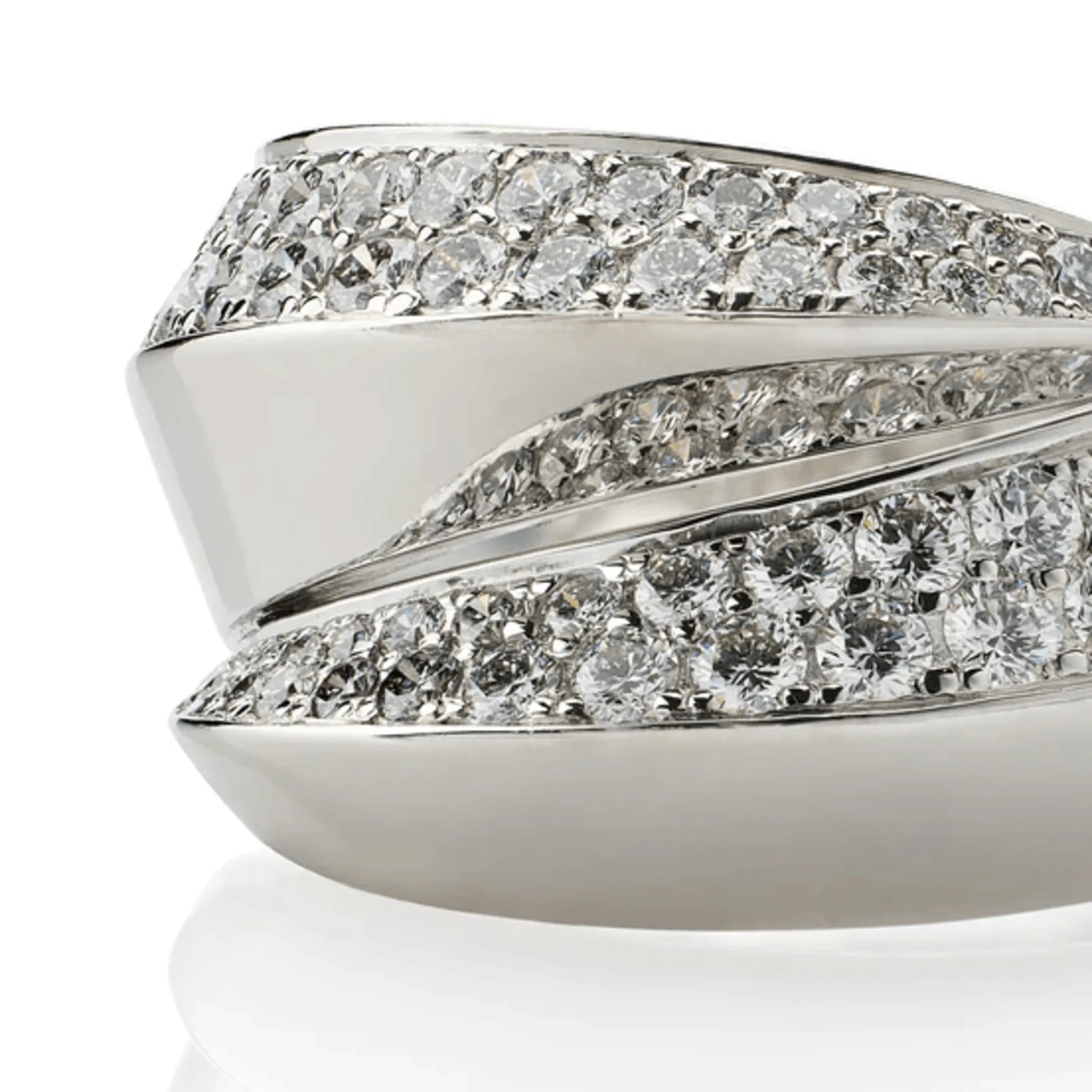 Cartier Paris Post-1980s 18KT White Gold Diamond Panthre Griffe Ring