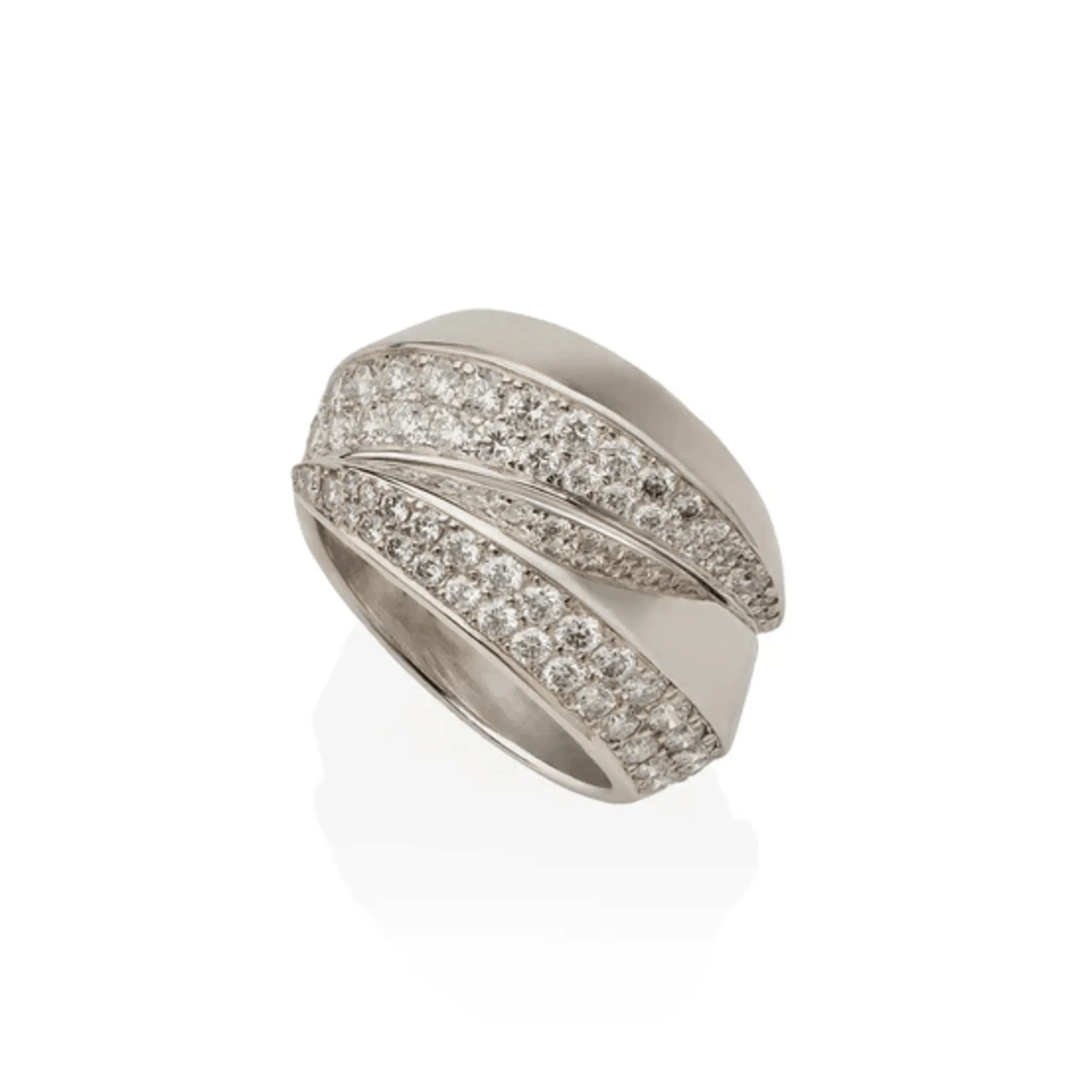Cartier Paris Post-1980s 18KT White Gold Diamond Panthre Griffe Ring