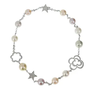 Chanel Camellia & Comete Motif Pearl Diamond White Gold Necklace