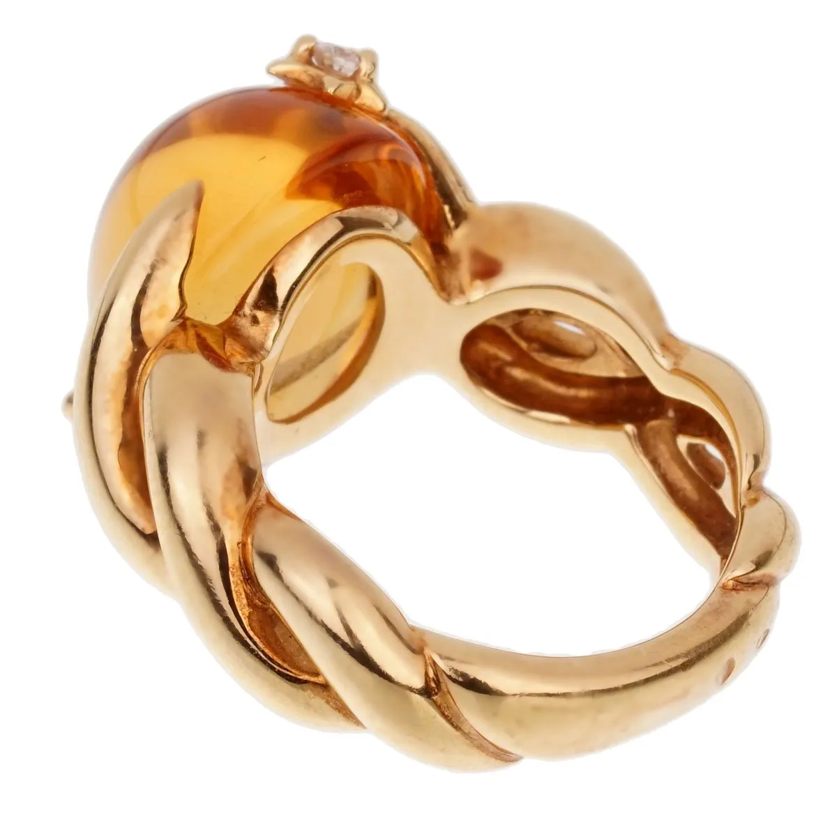 Chanel Comete Diamond Citrine Yellow Gold Ring Sz 6 1/4