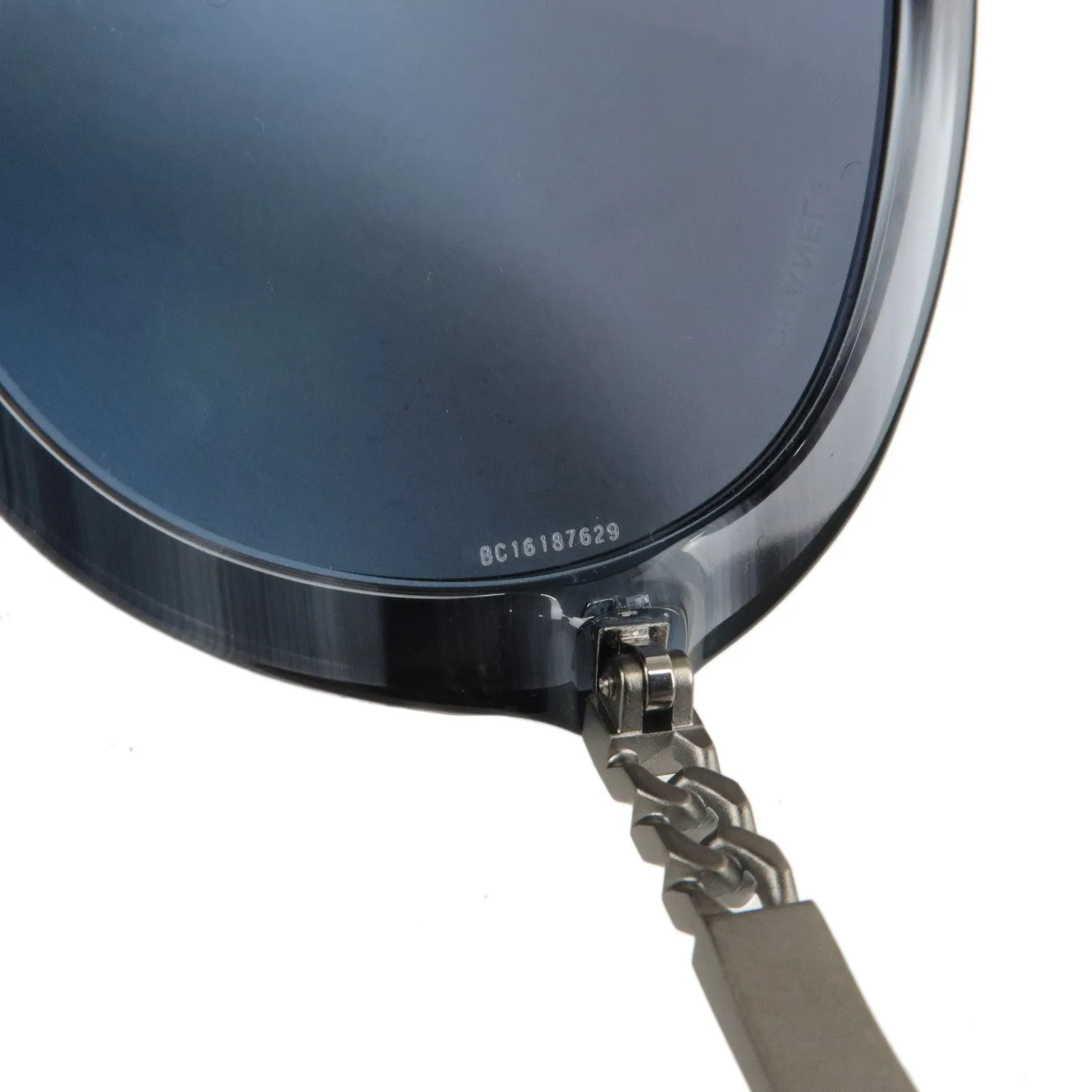 CHANEL Plastic Metal Chain Motif Sunglasses 56E20 140 Black 5353-A Used