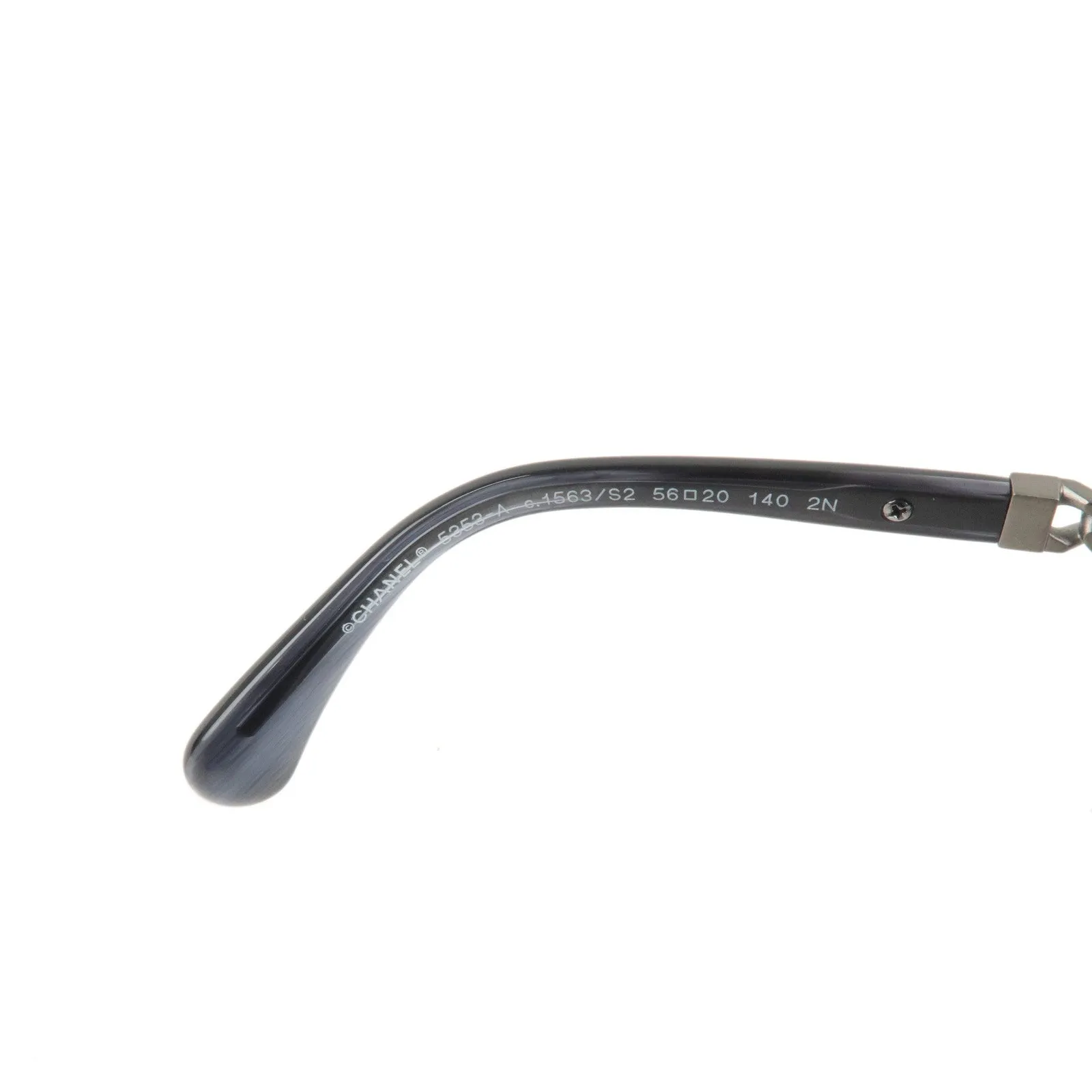 CHANEL Plastic Metal Chain Motif Sunglasses 56E20 140 Black 5353-A Used