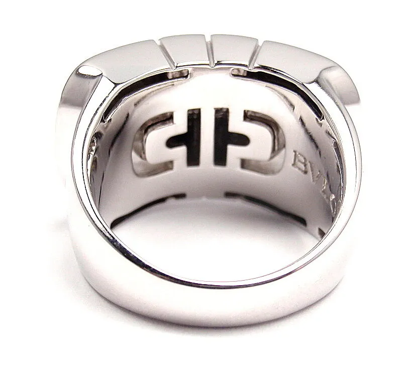 CLASSIC! AUTHENTIC! BVLGARI BULGARI 18K WHITE GOLD PARENTESI RING BAND SIZE 5