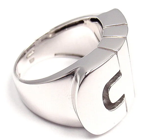 CLASSIC! AUTHENTIC! BVLGARI BULGARI 18K WHITE GOLD PARENTESI RING BAND SIZE 5
