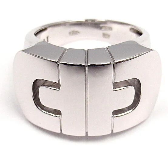 CLASSIC! AUTHENTIC! BVLGARI BULGARI 18K WHITE GOLD PARENTESI RING BAND SIZE 5