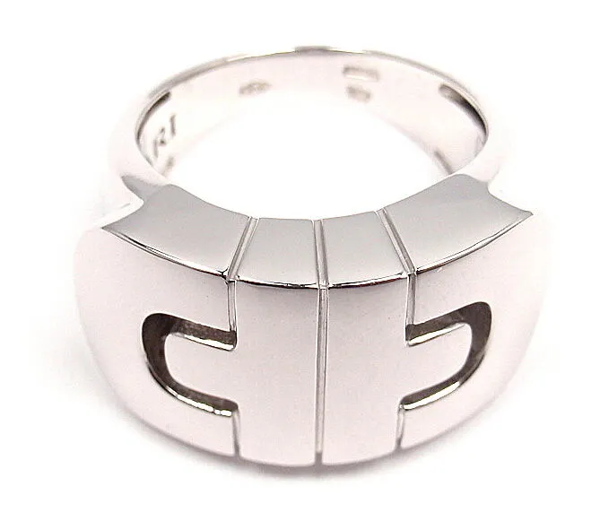 CLASSIC! AUTHENTIC! BVLGARI BULGARI 18K WHITE GOLD PARENTESI RING BAND SIZE 5