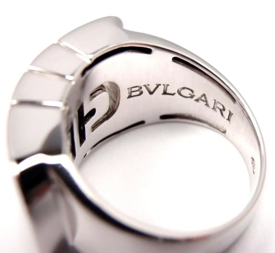 CLASSIC! AUTHENTIC! BVLGARI BULGARI 18K WHITE GOLD PARENTESI RING BAND SIZE 5