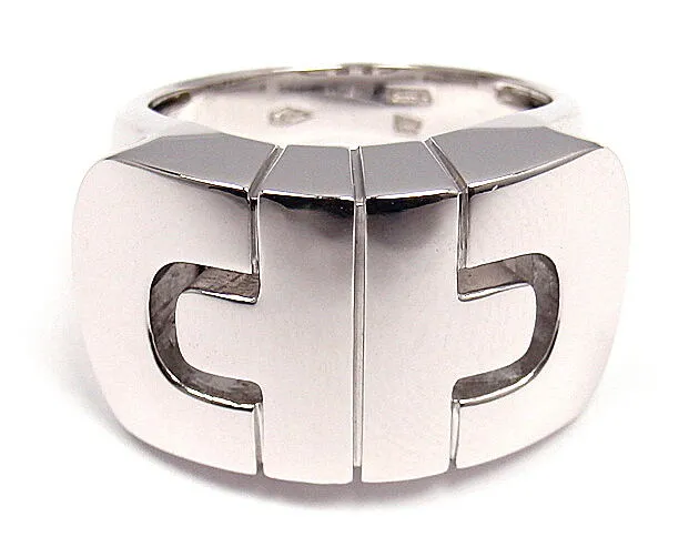 CLASSIC! AUTHENTIC! BVLGARI BULGARI 18K WHITE GOLD PARENTESI RING BAND SIZE 5