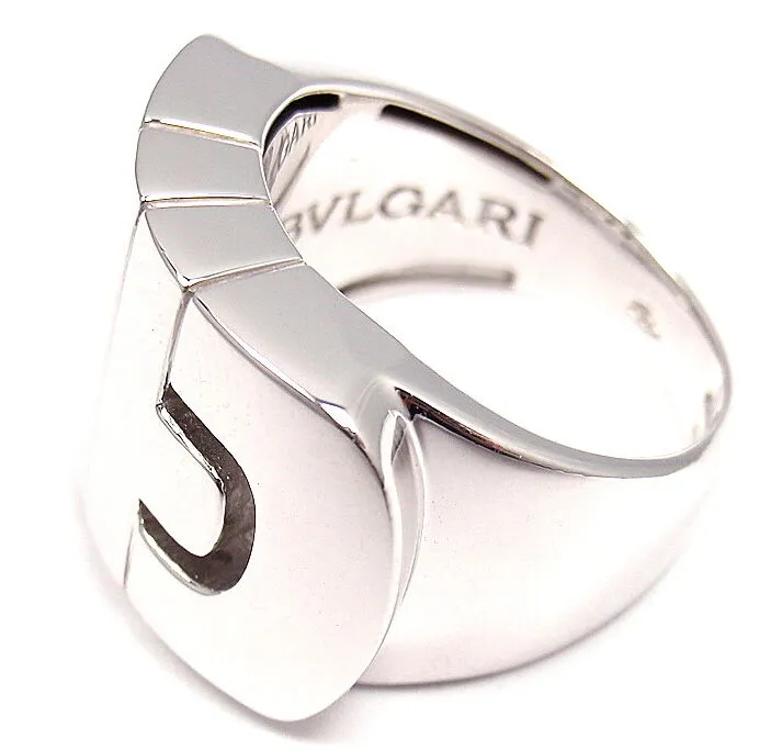 CLASSIC! AUTHENTIC! BVLGARI BULGARI 18K WHITE GOLD PARENTESI RING BAND SIZE 5