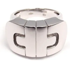 CLASSIC! AUTHENTIC! BVLGARI BULGARI 18K WHITE GOLD PARENTESI RING BAND SIZE 5