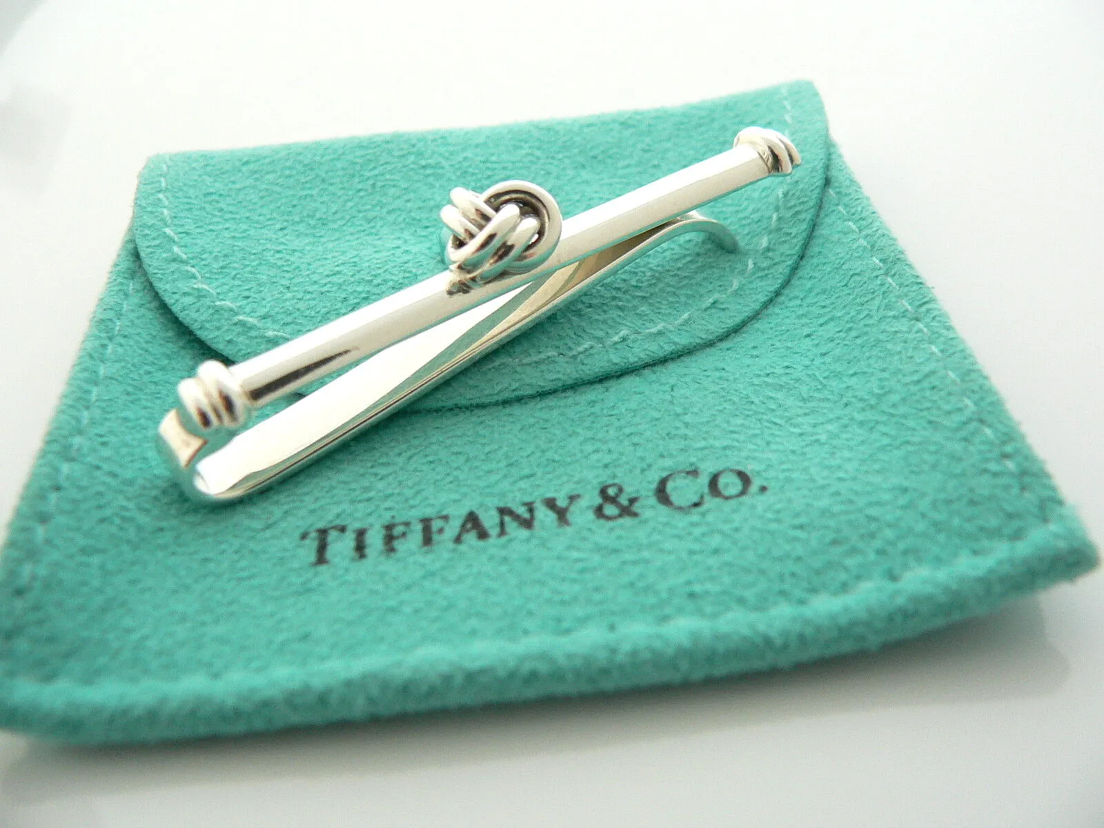 Tiffany & Co Silver Love Knot Tie Money Clip Rare Man Gift Love Pouch