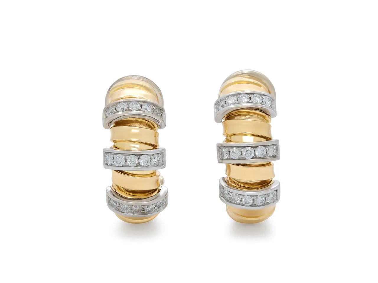 Tubogas Earrings with Diamonds, in 18K Gold, by Beladora