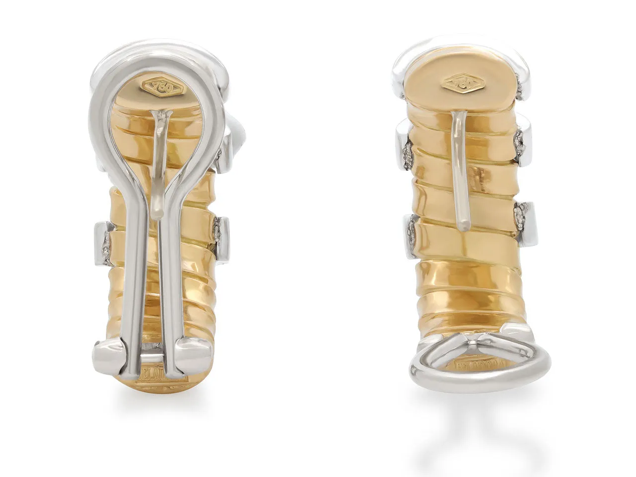 Tubogas Earrings with Diamonds, in 18K Gold, by Beladora