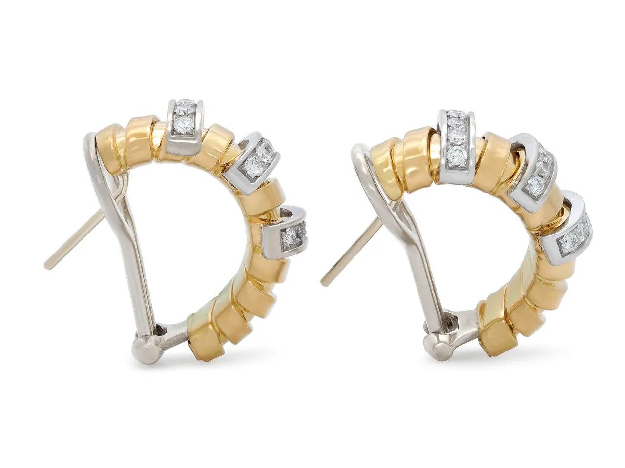 Tubogas Earrings with Diamonds, in 18K Gold, by Beladora