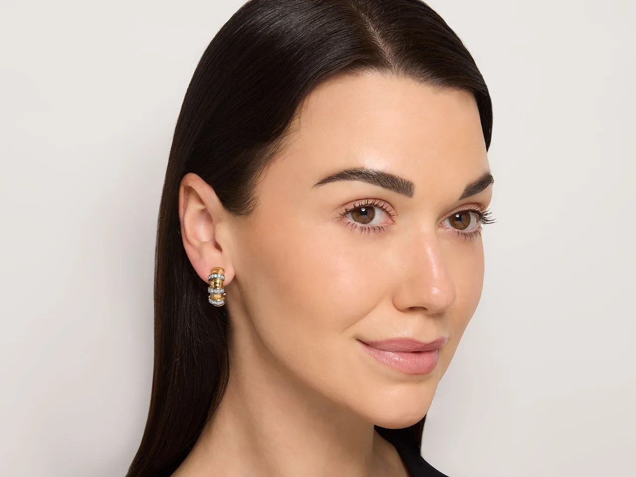Tubogas Earrings with Diamonds, in 18K Gold, by Beladora